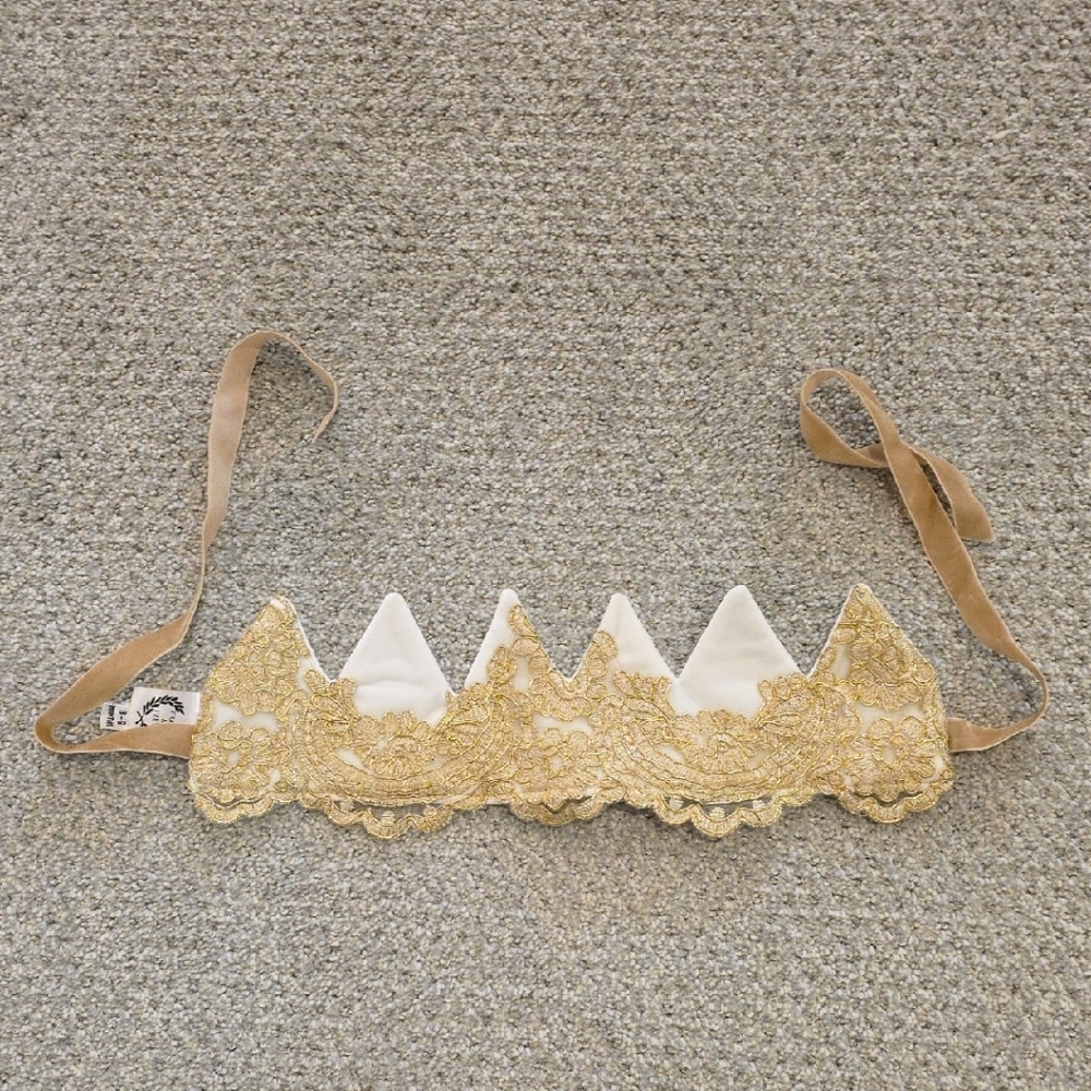 Gold and White Lace Crown Headband | 3-6M